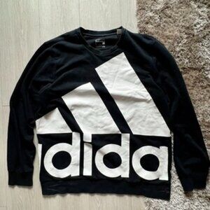 Y2K Adidas Sport Essential Climalite Crewneck Pullover Sweater Mens L Mega Print